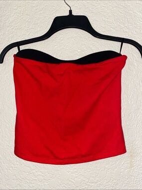 Red Strapless Tube Crop Top